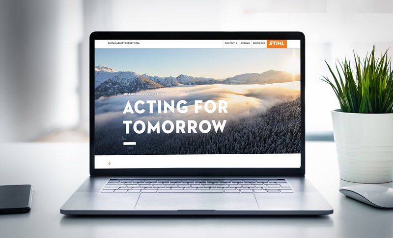 STIHLs bæredygtighedsrapport 2024 præsenterer de tiltag og fremskridt, der er gjort inden for fokusområderne økosystemer, cirkularitet og pleje i det forgangne år. Billede: STIHL.